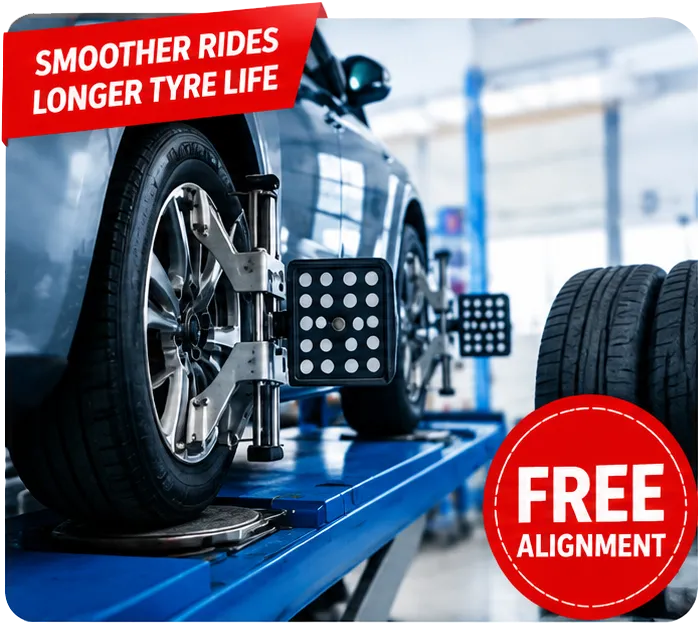 Free Wheel Alignment With Tyre Replacement